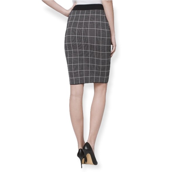 WHBM Windowpane Knit Sweater Skirt in Black/Ecru - Picture 4 of 10